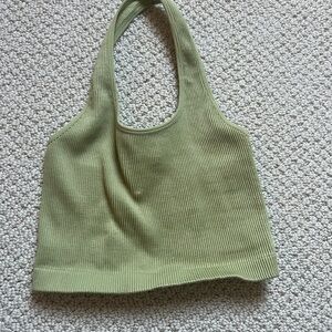 Cotton On Olive Ribbed Halter Top